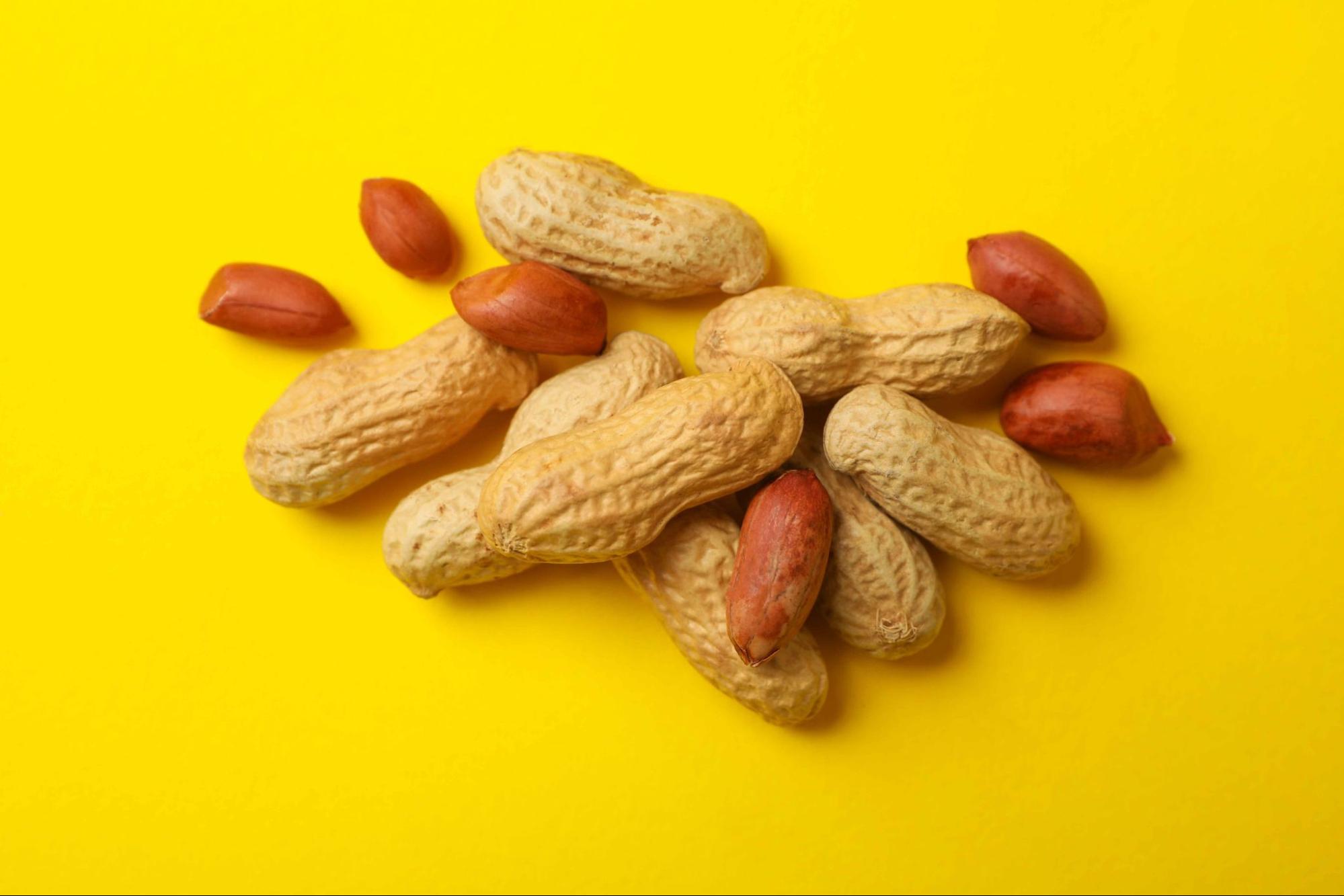 peanuts on yellow background